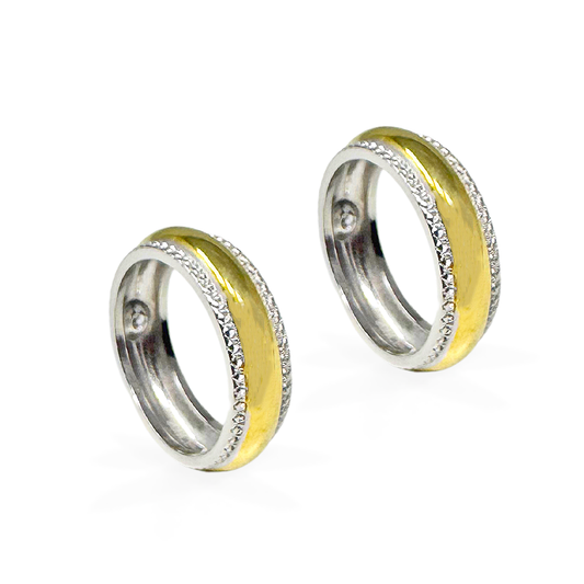 Fedine in Argento925 con doppio giro zirconato - Colore Oro