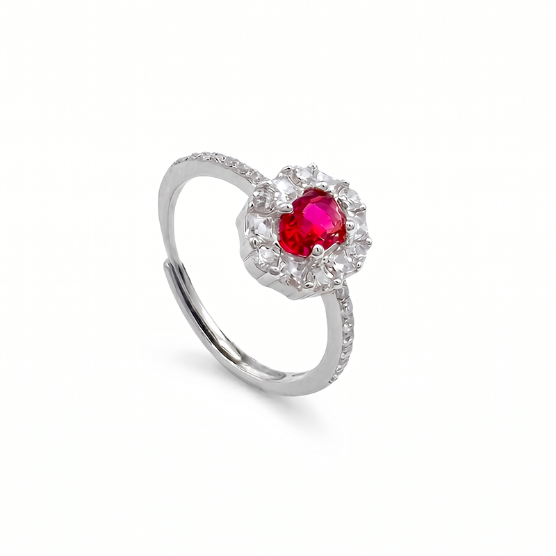SET KATE: Anello + Collana + Orecchini - Argento925 - Colore Rosso
