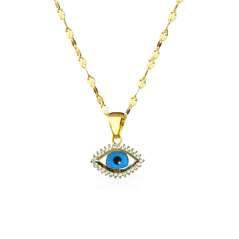 Collana in Oro con Occhio Azzurro - Oro18kt