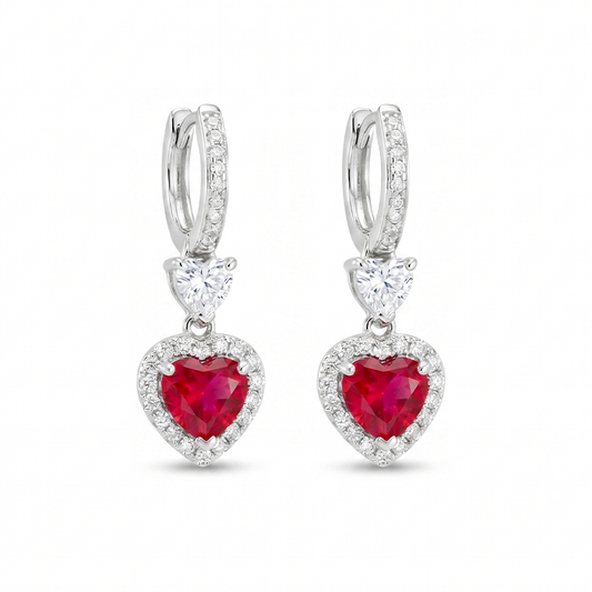 Orecchini Cuori - Colore Rosso - Argento925