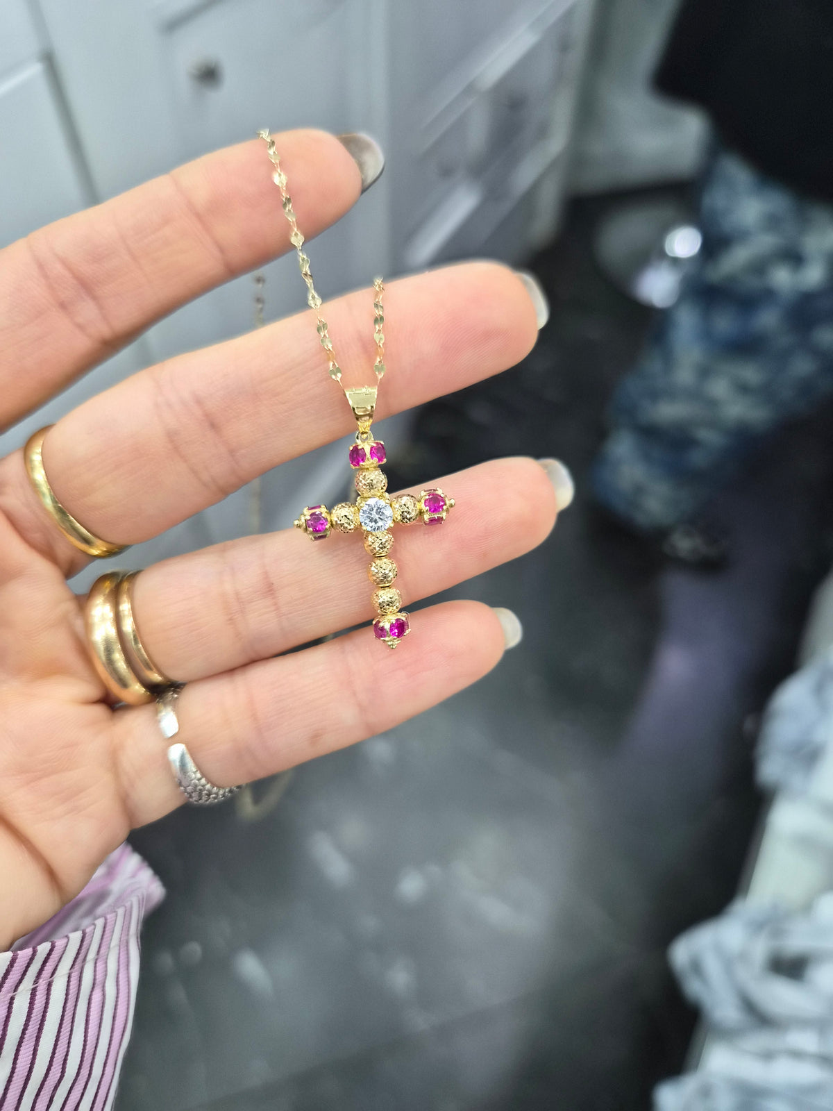 Croce milleluci con collana oro18kt
