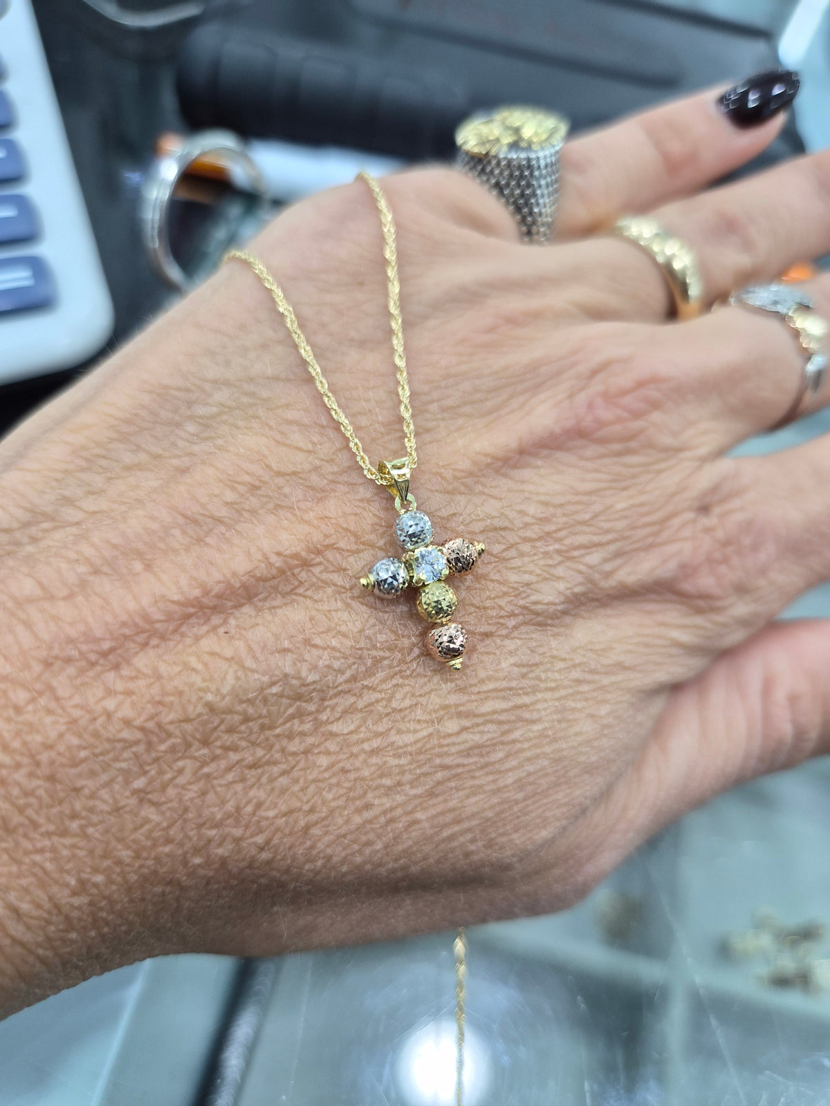 Collana con croce milleluci oro18kt