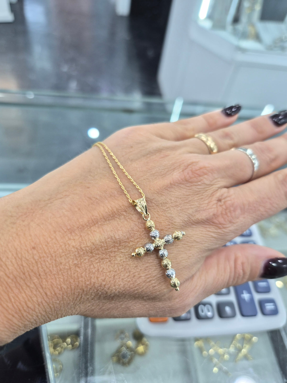 COLLANA con croce milleluci oro18kt
