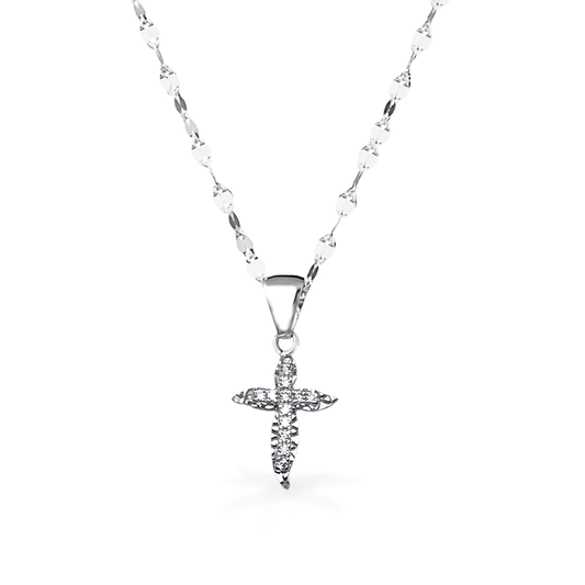 Collana in Oro Bianco con Croce - Oro18kt