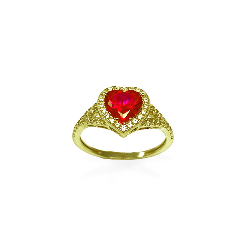 Anello in Oro con Cuore tempestato di punti luce - Oro18kt