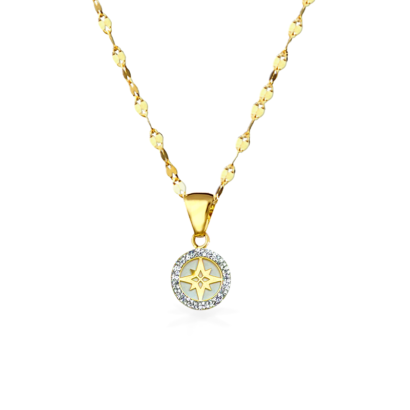 Collana in Oro e ciondolo Rosa dei venti - Oro18kt