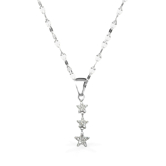 Collana in Oro Bianco con Stelle tempestate da punti luce - Oro18kt