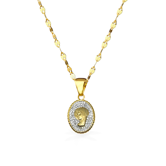 Collana in Oro Giallo con particolare Viso e punti luce - Oro18kt