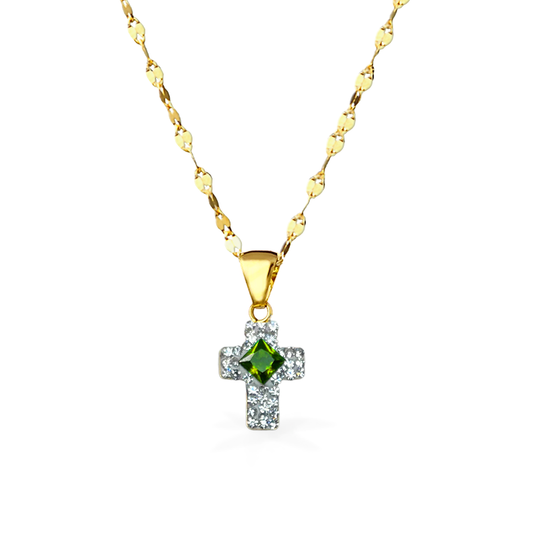 Collana in Oro Giallo con Croce - VERDE