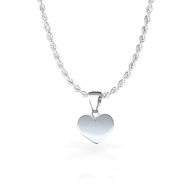 Collana Laser in Oro Bianco con Cuore Piccolo - Oro18kt