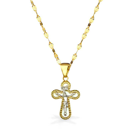 Collana in Oro con pendente Croce Tonda in Oro - Oro18kt