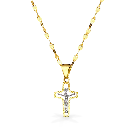 Collana in Oro e pendente Rosario con Croce in Oro - Oro18kt