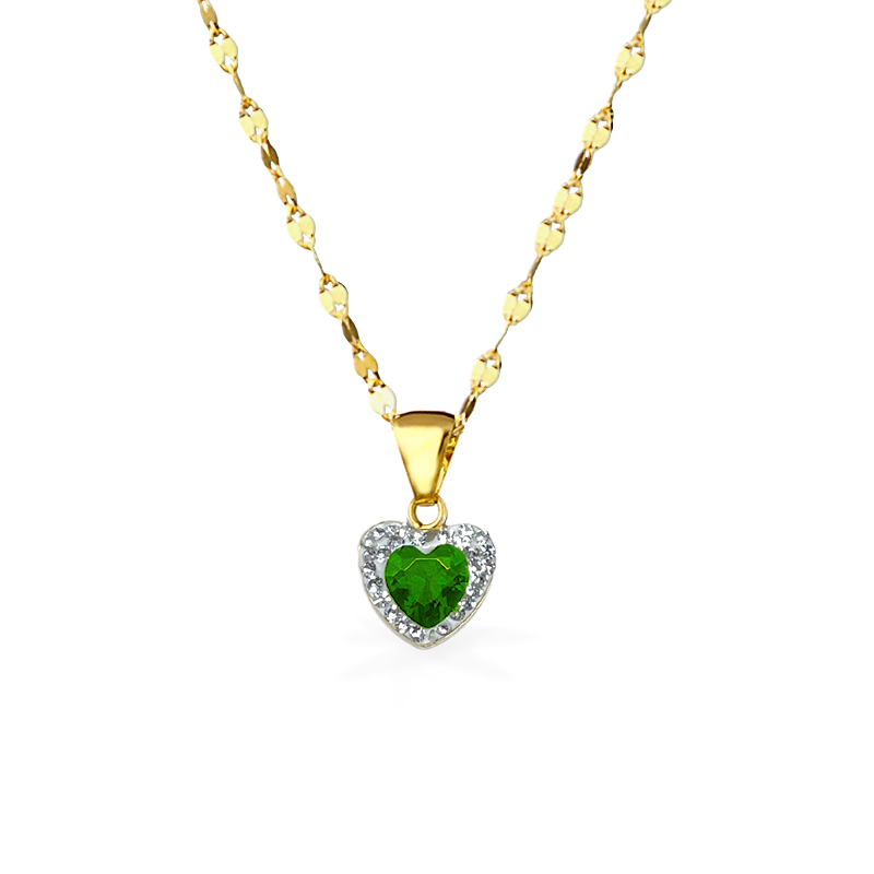 Collana in Oro18kt con Cuore in Oro Zirconato - CUORE VERDE