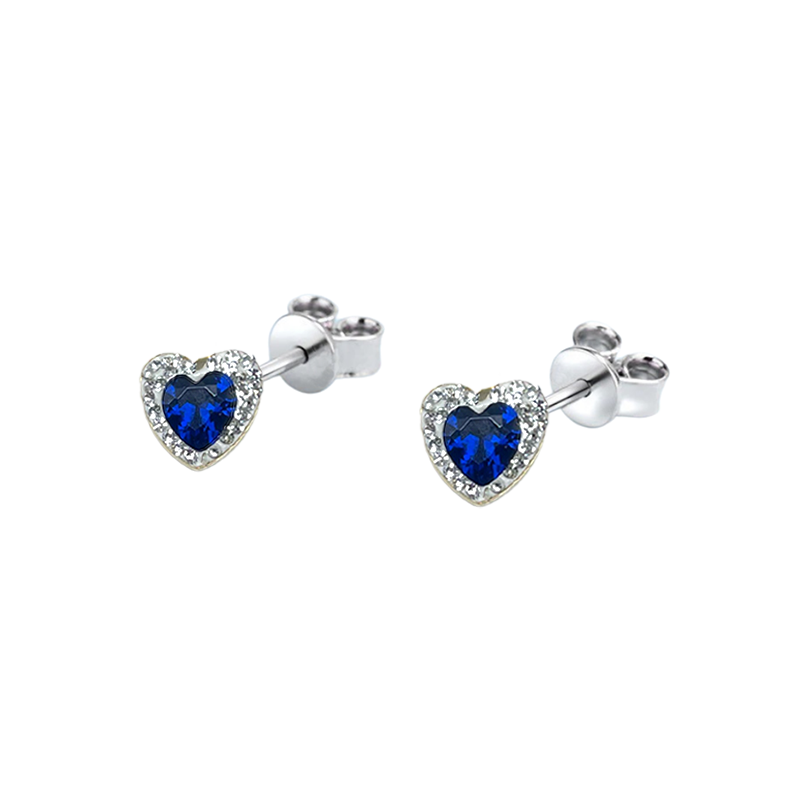 Orovi Orecchini Donna In Oro 9Kt Vero Con Diamanti 0.09 Ct – Cuore In Oro Bianco, Ipoallergenici