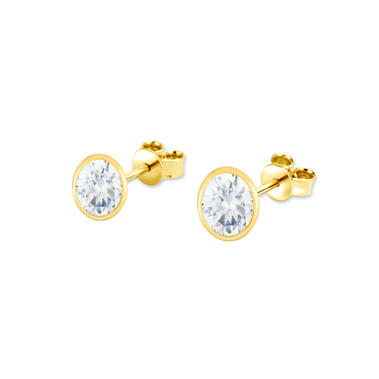 Orecchini forma Ovale con Punto Luce in Oro18kt - Oro Giallo