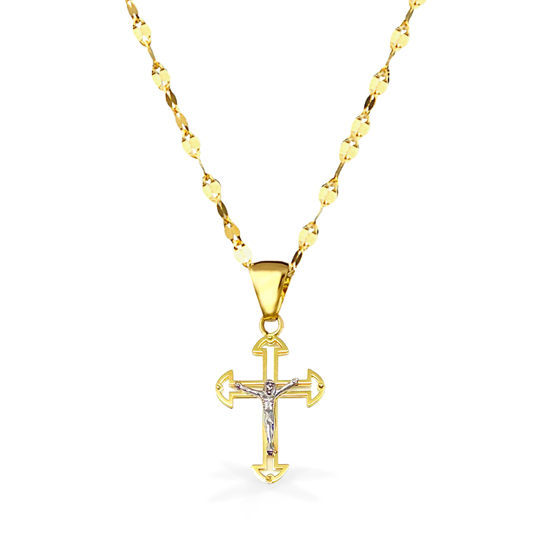 Collana in Oro e pendente Deluxe con Croce in Oro - Oro18kt