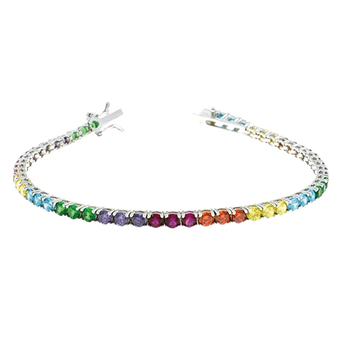 Bracciale Tennis in Argento 925 - Silver e Zirconi Arcobaleno