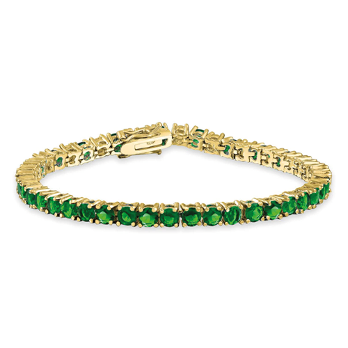 Bracciale Tennis in Argento 925 - Golden e Zirconi Verdi