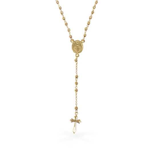 Collana Rosario con Croce in Argento925 - Colore Oro