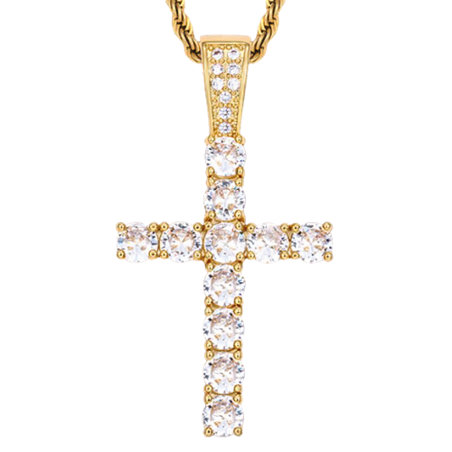 Collana Gold con prendente Croce in Zirconi - Argento925