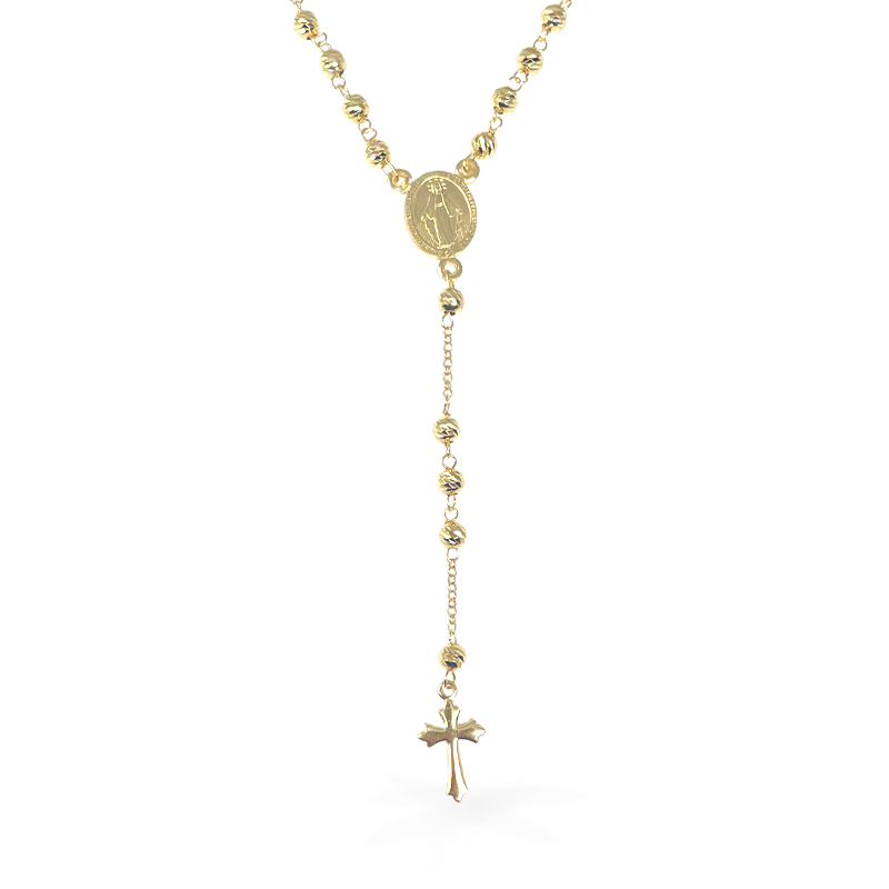 Collana Rosario Grande con Croce in Argento925 - Colore Oro