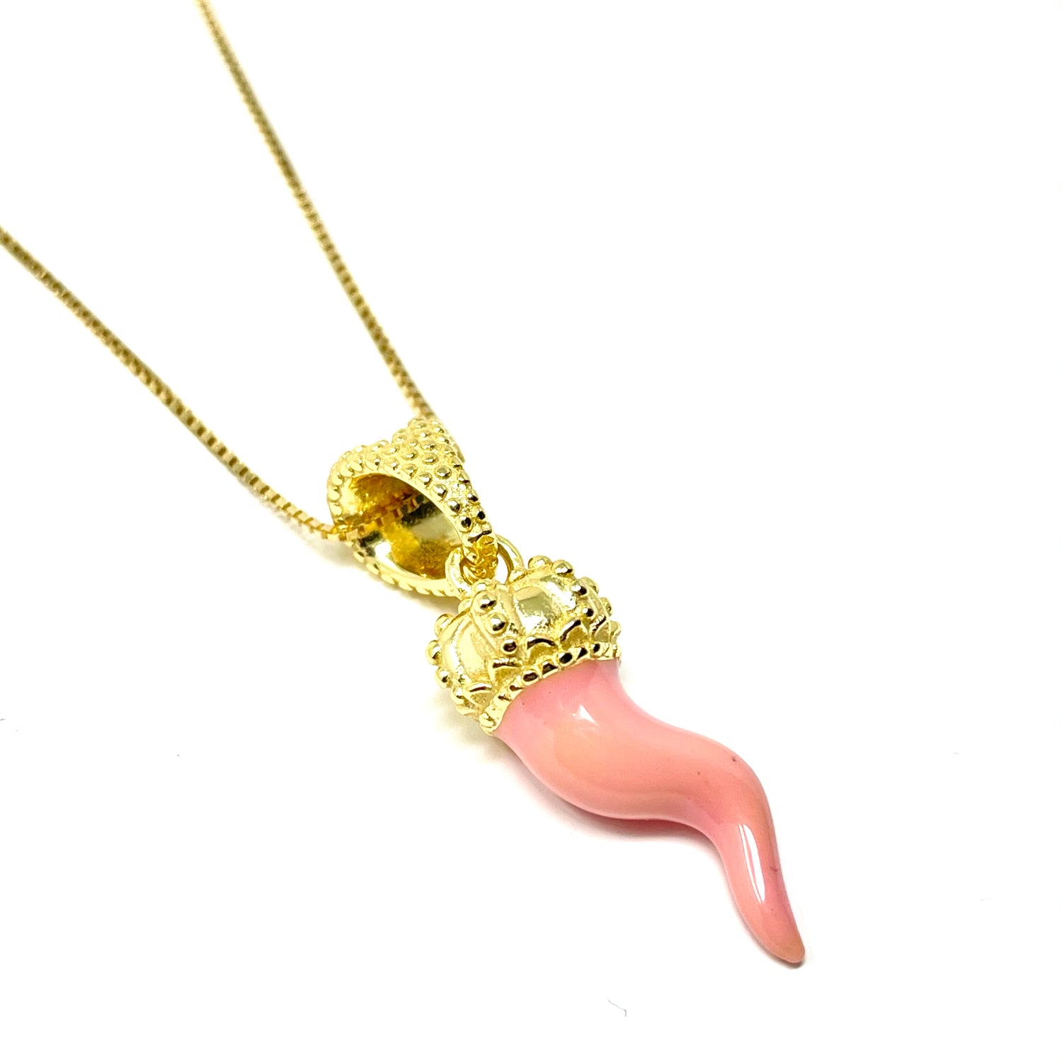 Collana Corno Portafortuna in Argento925 - Colore Rosa