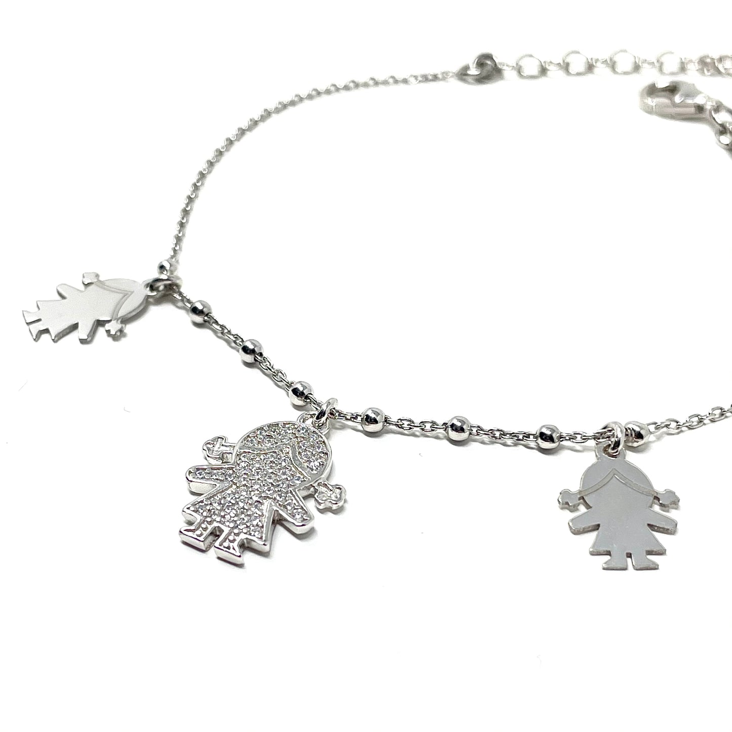 Bracciale "Little Girl" in Argento925 con soggetti e zirconi bianchi