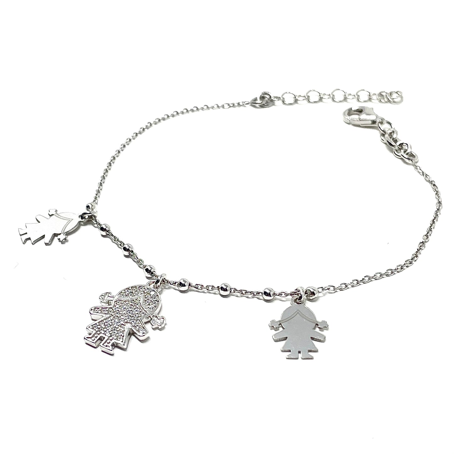 Bracciale "Little Girl" in Argento925 con soggetti e zirconi bianchi