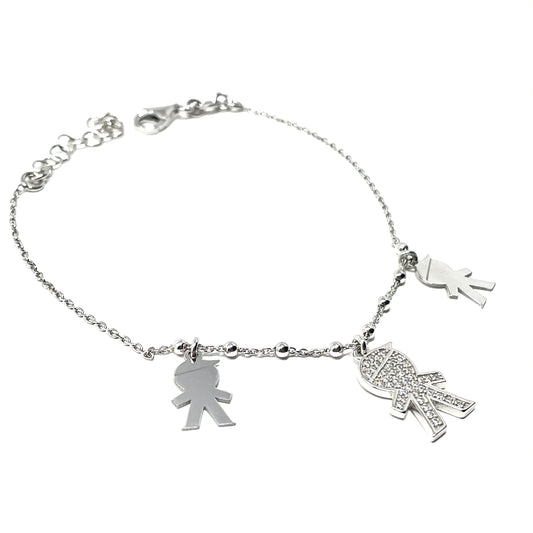 Bracciale "Little Boy" in Argento925 con soggetti e zirconi bianchi