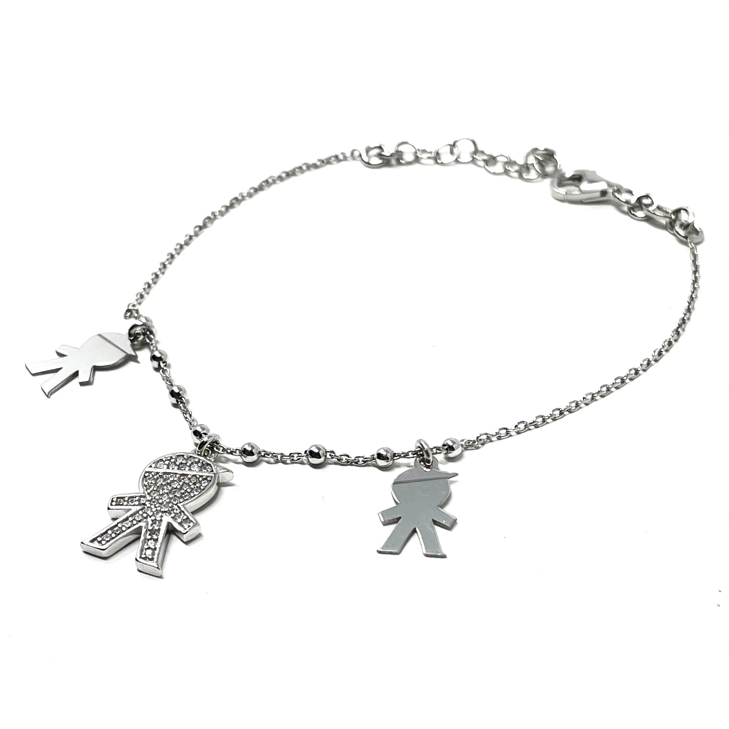 Bracciale "Little Boy" in Argento925 con soggetti e zirconi bianchi