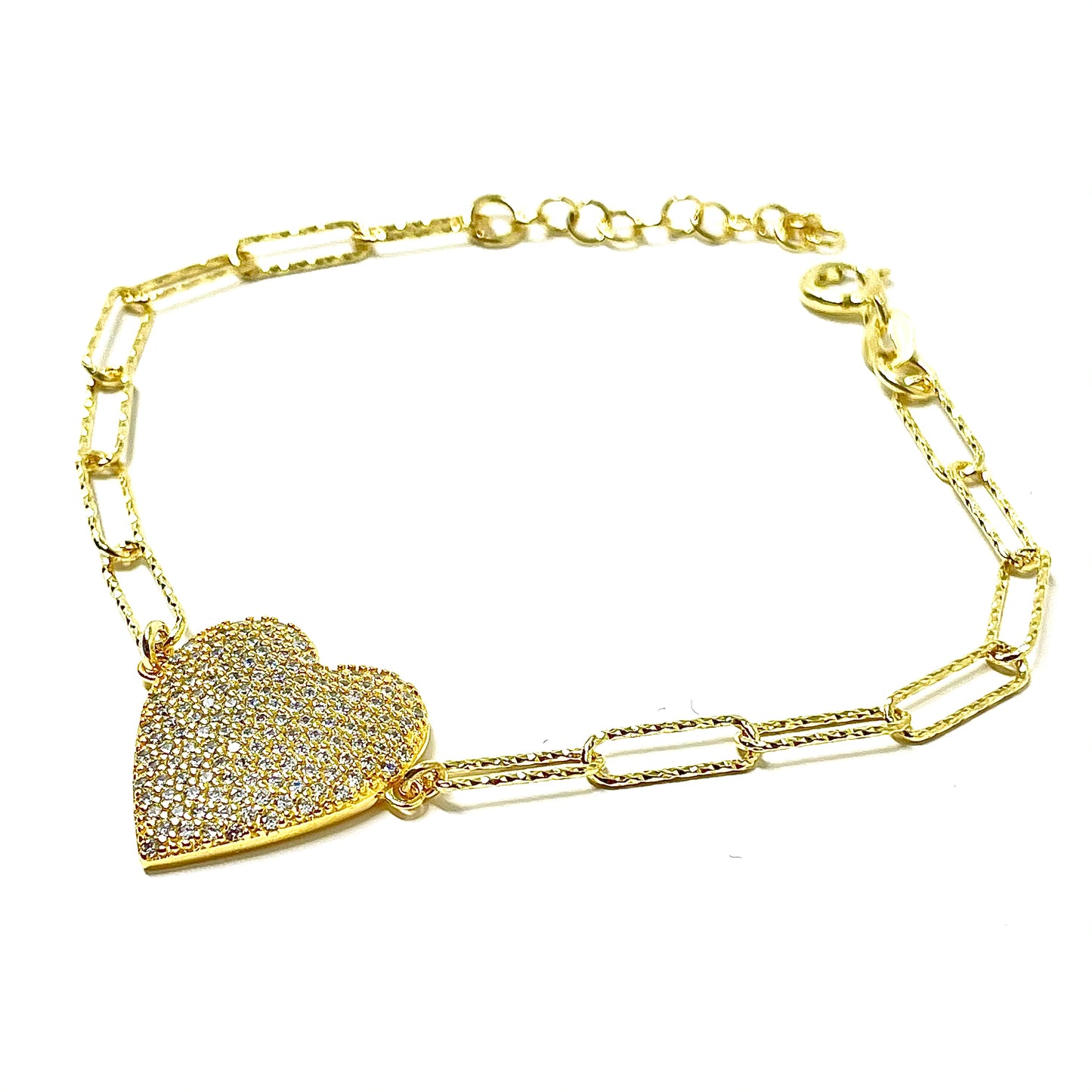 Bracciale "Cuore" in Argento925 tempestato di Zirconi - Colore Oro