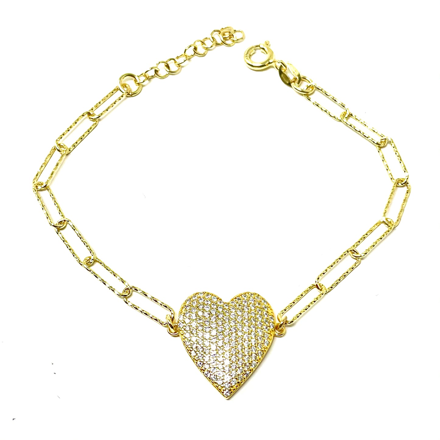 Bracciale "Cuore" in Argento925 tempestato di Zirconi - Colore Oro