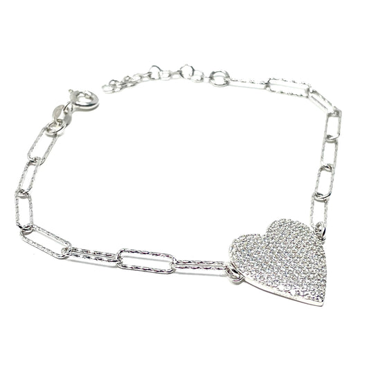 Bracciale "Cuore" in Argento925 tempestato di Zirconi - Colore Argento