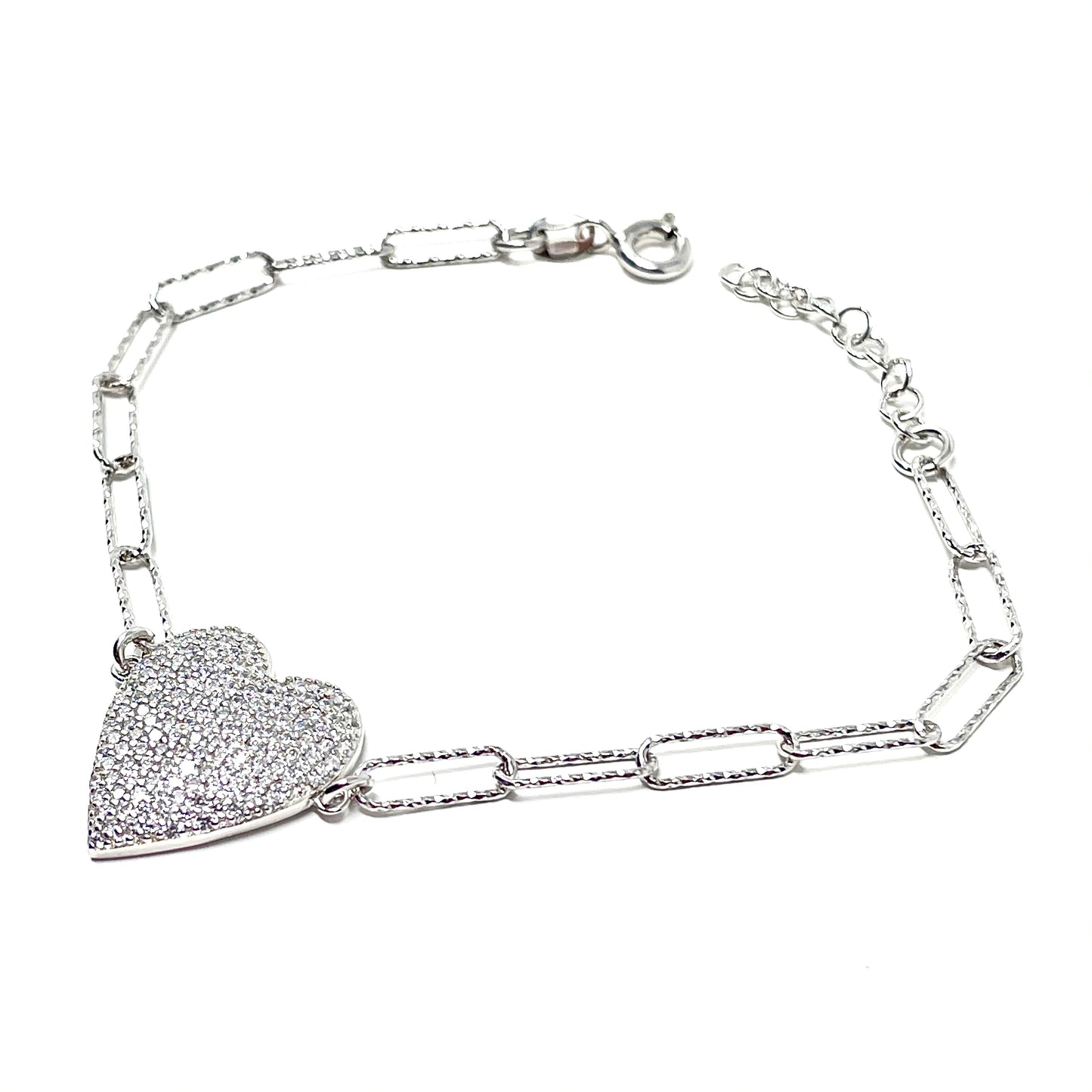 Bracciale "Cuore" in Argento925 tempestato di Zirconi - Colore Argento