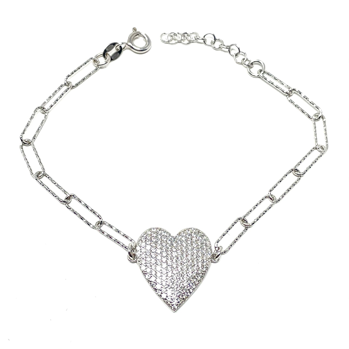 Bracciale "Cuore" in Argento925 tempestato di Zirconi - Colore Argento