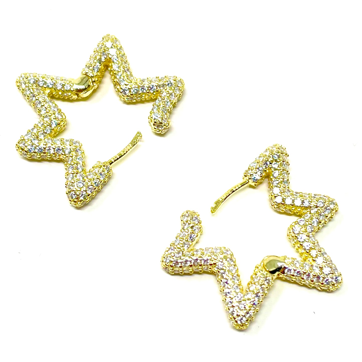 Orecchini "STAR" in Argento925 e zirconi bianchi  - Colore Oro