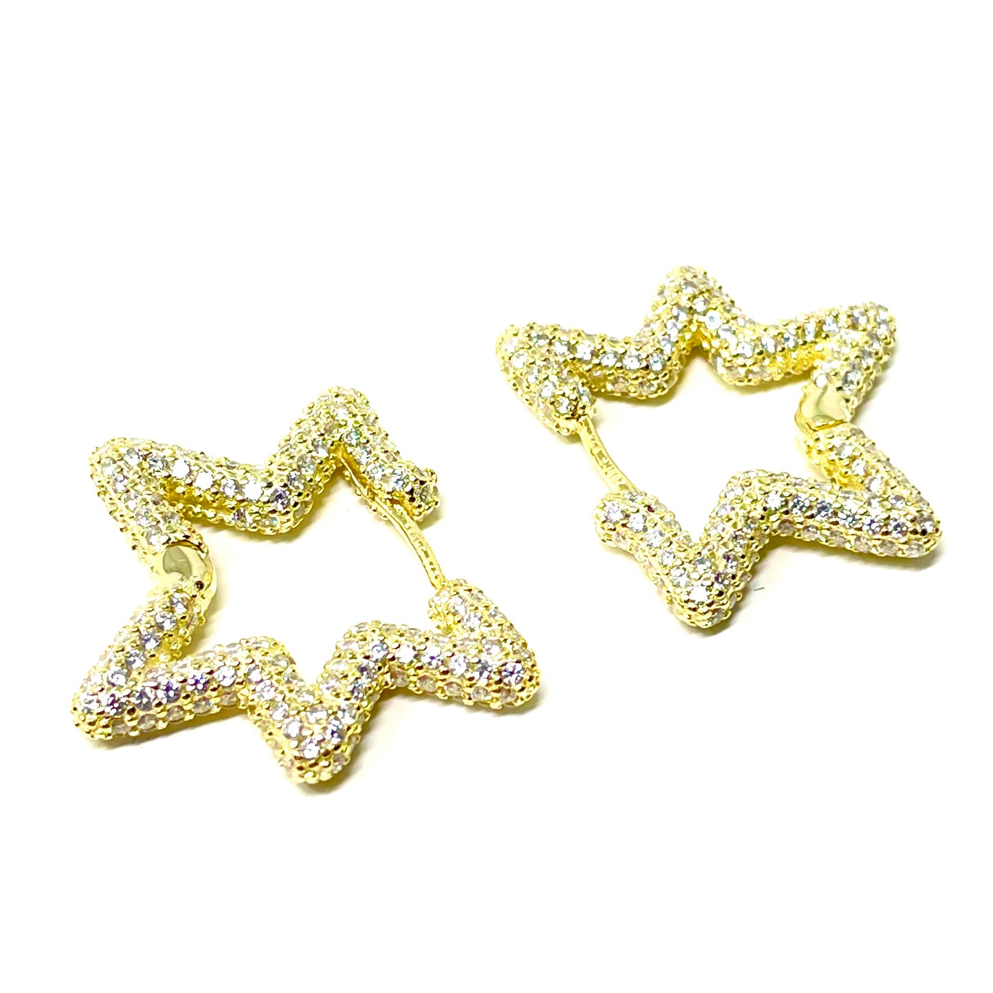 Orecchini "STAR" in Argento925 e zirconi bianchi  - Colore Oro