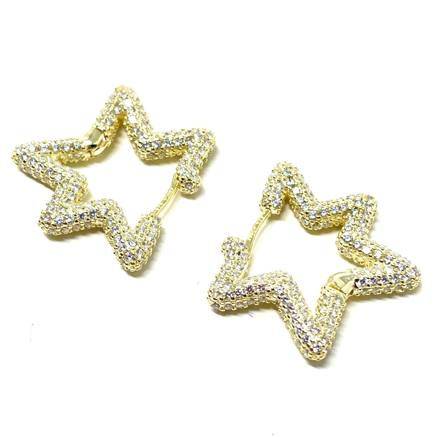 Orecchini "STAR" in Argento925 e zirconi bianchi  - Colore Oro