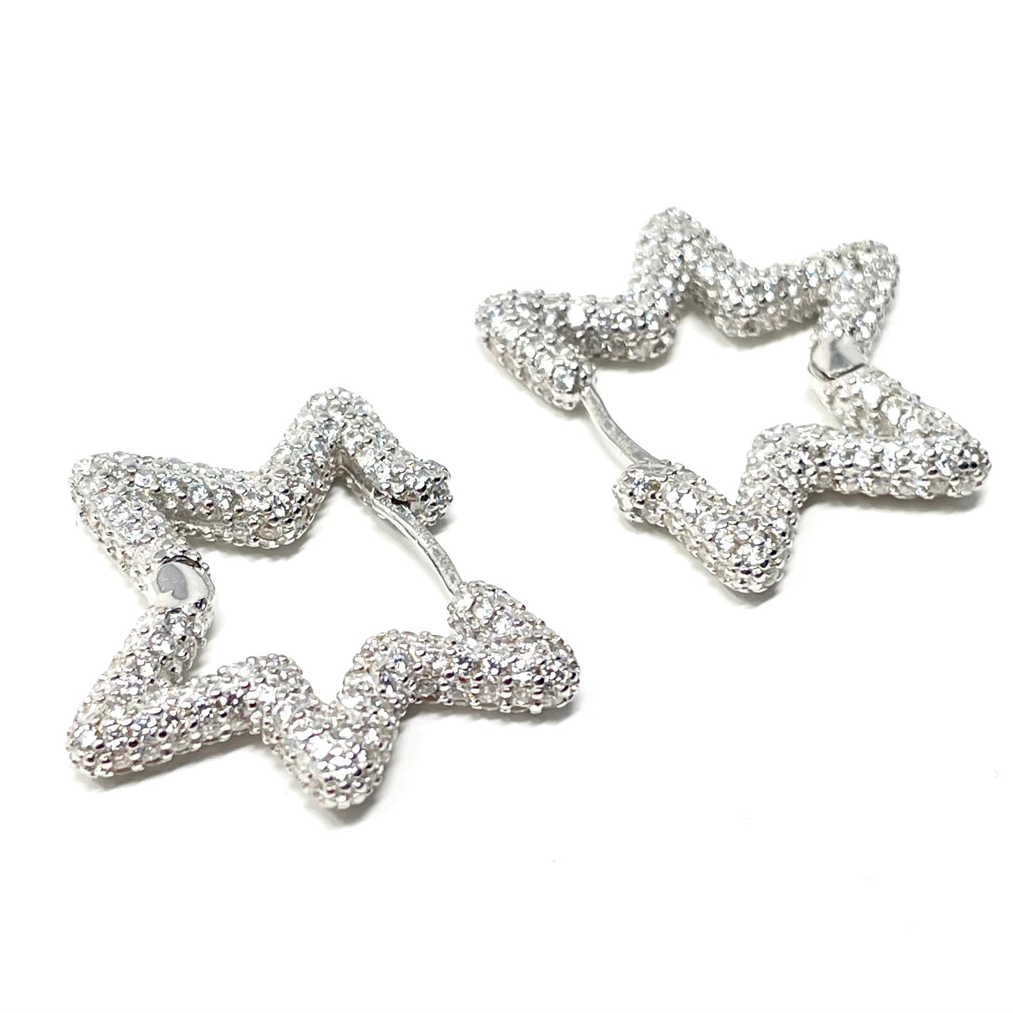 Orecchini "STAR" in Argento925 e zirconi bianchi  - Colore Argento