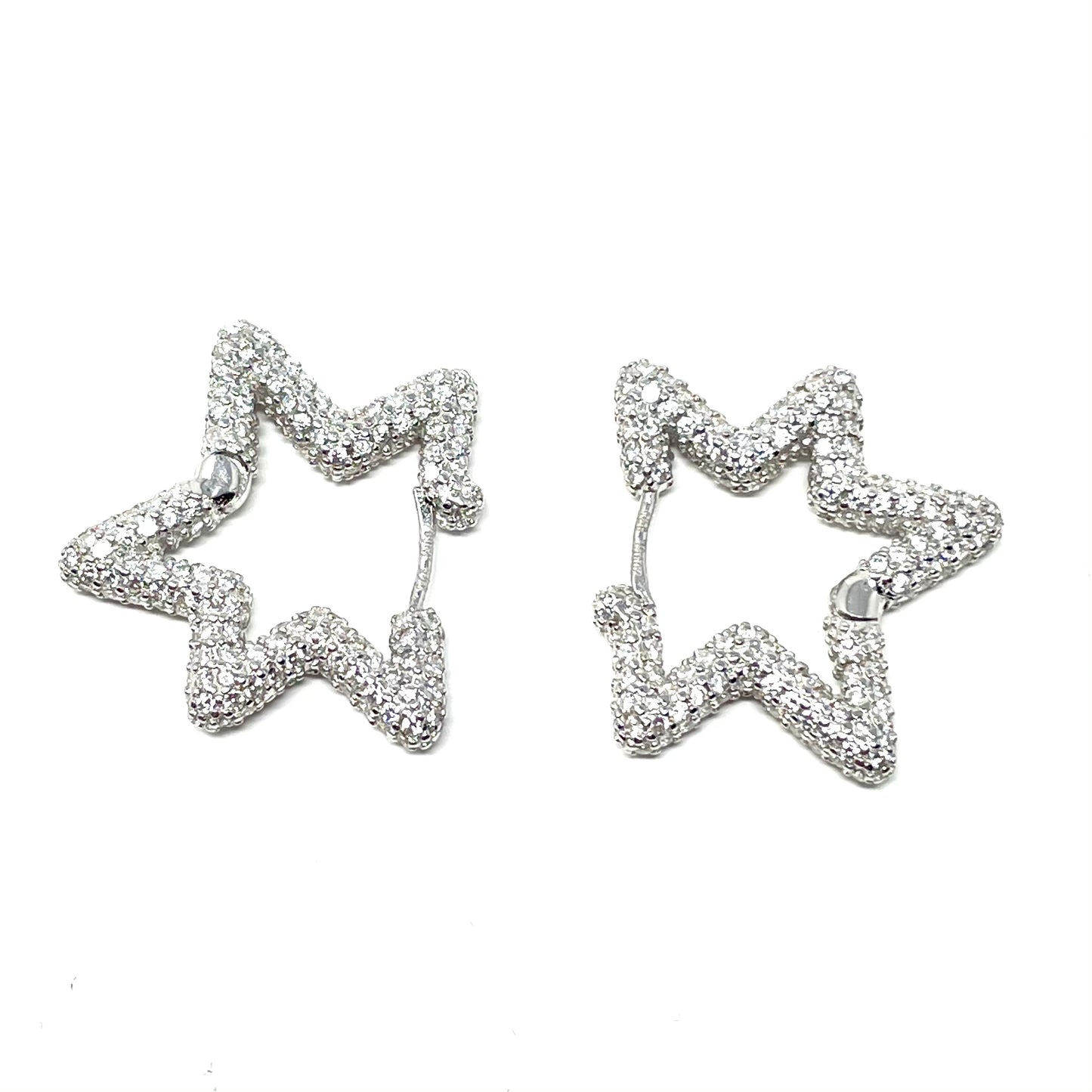 Orecchini "STAR" in Argento925 e zirconi bianchi  - Colore Argento