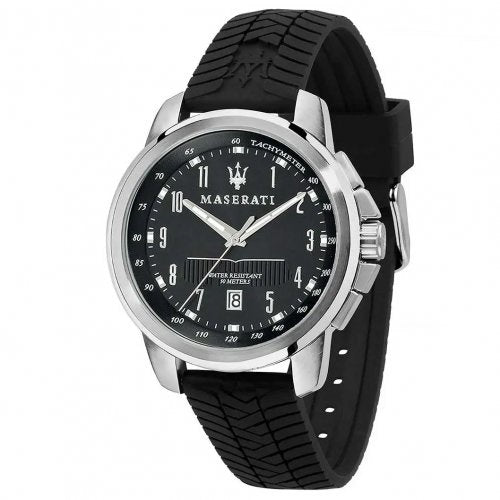 Orologio Maserati da Uomo serie Successo con cinturino in siilcone nero e cassa acciaio ref.R8851121014