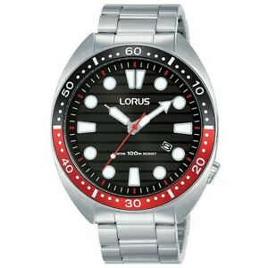 Orologio solo tempo Lorus da Uomo serie Sports re. RH923LX9 in acciaio e quadrante rosso e nero