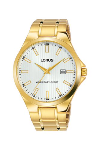 Orologio Lorus rh986kx9 con datario oro giallo quad. bianco 5 bar 40 mm